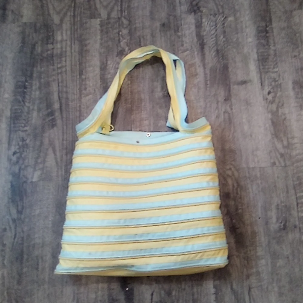 Striped Yellow and Blue Tote Bag